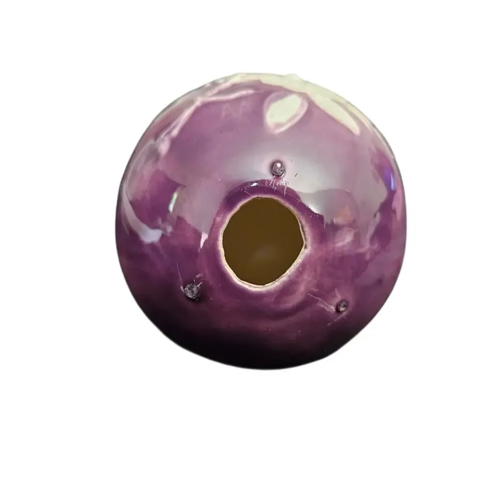 Vintage Hand Painted Purple Ceramic Floral Decorative Egg Figurine